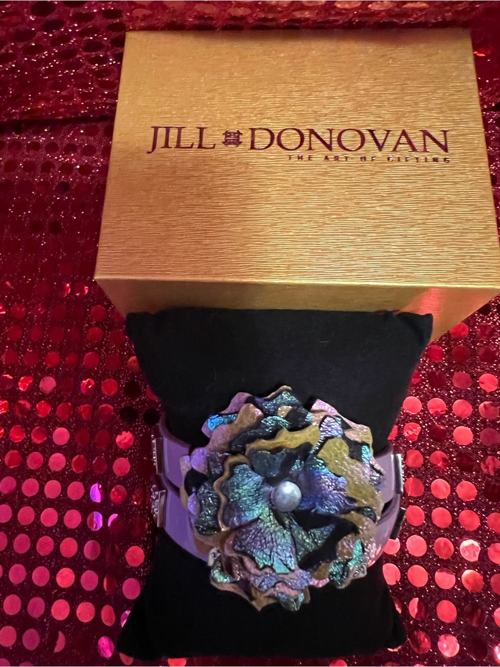 Iridescent Floral Leather Bracelet - Purple Multi RUSTIC CUFF
